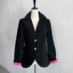 Alice + Olivia Vintage Black Corduroy Blazer, Size M